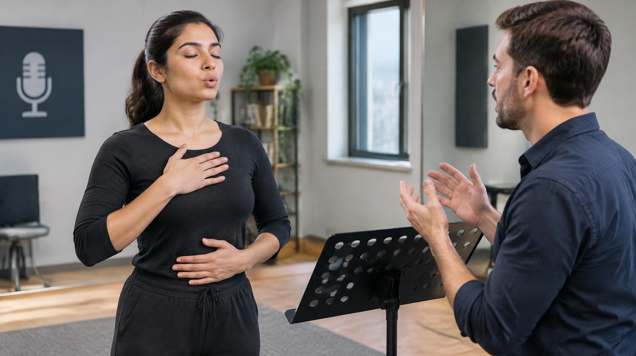 voice training session with coach